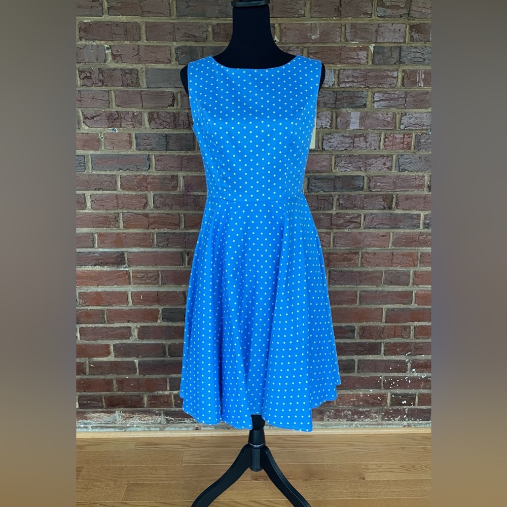 Blue white polka dot dress